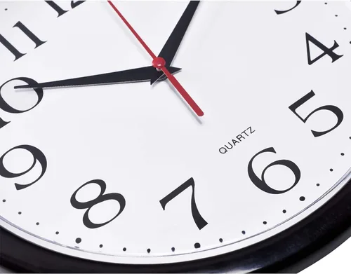 Miniatura 2 de Bernhard Products Reloj de pared negro silencioso sin marcas de tictac de 25,4 cm, de cuarzo, funciona con batería, redondo, fácil de leer