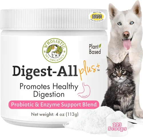 Wholistic Pet Organics Probióticos diarios para gatos y perros para la salud digestiva, antidiarrea y apoyo intestinal - Probióticos para perros con