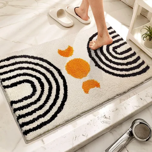 Miniatura 9 de Alfombras de baño bohemias, lindas alfombras de baño bohemias antideslizantes de microfibra abstracta para dormitorio, alfombra pequeña, decoración