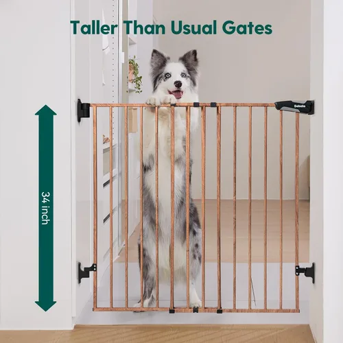 Miniatura 2 de Babelio Puerta Extra Alta para Bebé/Perro de 34" con Diseño Sin Umbral Puerta de Paso, Puerta de Seguridad de Cierre Automático de 26-43