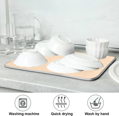Miniatura 7 de Tapete de secado de platos pequeño color durazno XL para platos, accesorios de cocina, mostrador de microfibra, escurridor de platos, resistente al