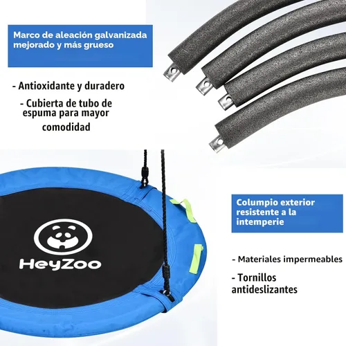 Miniatura 2 de HeyZoo Columpio de Árbol, Columpio de Platillo Volador de 102 cm para Niños, Capacidad de Peso de 406 kg, con Correas Ajustables para Colgar