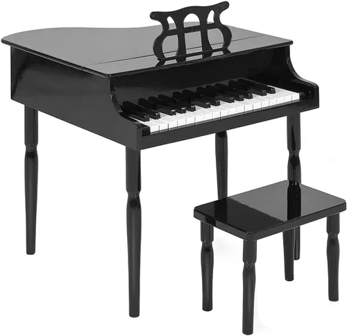 Costzon Piano Clásico para Niños, Piano de Juguete de Madera con 30 Teclas, con Soporte para Partituras y Banco, Mini Juguete Musical para Niños,