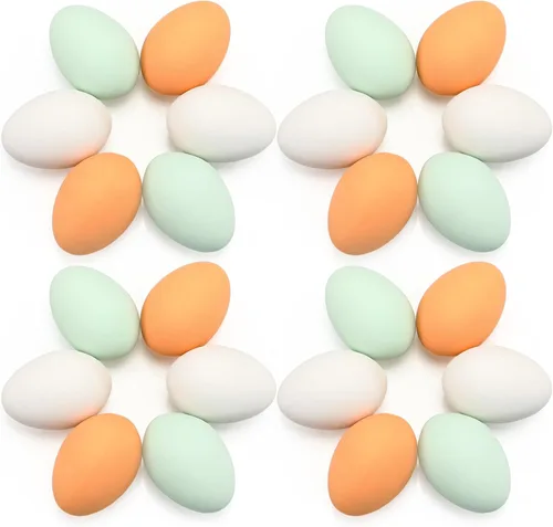 Miniatura 8 de Geiserailie 24 huevos de cerámica de Pascua de 2.44 pulgadas, cesta de huevos de Pascua para manualidades, decoración de fiesta, juego de Color suave