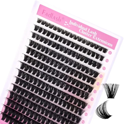 Miniatura 24 de Racimos de pestañas individuales, bandeja mixta, rizado D, extensiones para colocar en casa (40D-0.07 mm-D, 15/32 de pulgada-45/64 de pulgada)