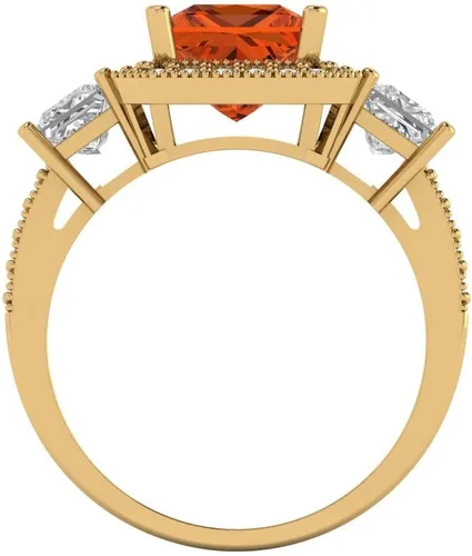 Miniatura 4 de Clara Pucci 3.03 Cojín de corte princesa halo solitario 3 piedra acento impresionante genuino impecable imitación rubí gema diseñador moderno anillo