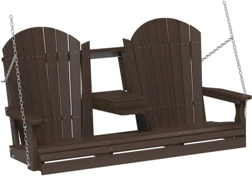 Miniatura 13 de LuxCraft Adirondack - Columpio colgante para porche delantero de 5 pies con consola abatible, asientos hasta 3, banco de columpio de patio al aire