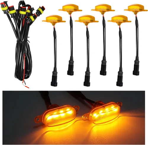 Miniatura 12 de Dickno 3 piezas de luces de rejilla de coche, brillantes luces LED de rejilla ámbar con arnés de cableado, lámparas impermeables de moldura