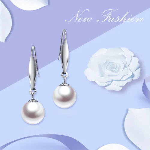 Miniatura 4 de Aretes de oro de 18 quilates para mujer, perlas de agua dulce cultivadas, aretes colgantes de joyería fina, 0.315 in