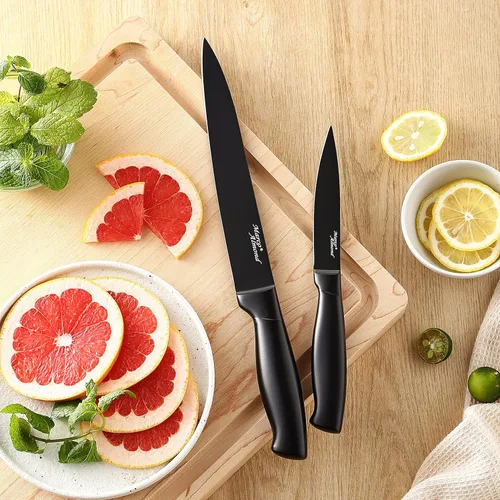 Miniatura 3 de Marco Almond® Juego de cuchillos de cocina con bloque y afilador MA23, juego de bloque de cuchillos de 17 piezas, juego de cuchillos negros de chef