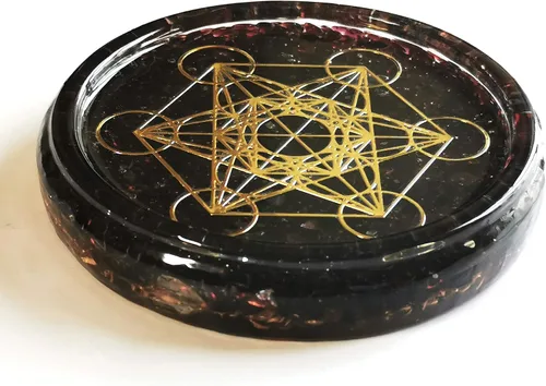Miniatura 4 de Gran 4 "Garnet Cristales Metatron's Cube Merkaba Coaster Placa de Carga de Agua Cúpula Energética