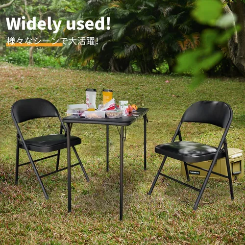 Miniatura 7 de BOOSDEN Juego de mesa y silla plegable, mesa y sillas plegables para tarjetas, mesa portátil con sillas para interiores y exteriores, juego