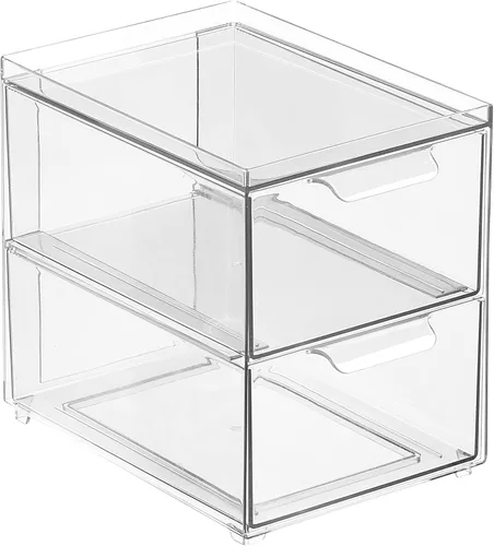 Miniatura 8 de mDesign Contenedores de Almacenamiento Apilables con 2 Cajones Extraíbles - Organizadores de Cajones de Plástico Apilables para Baño Principal