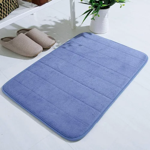Tapete de baño de espuma viscoelástica grueso, suave, absorbente, suave, antideslizante, lavable a máquina, tapete para decoración de habitación Azul