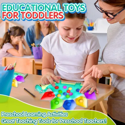 Miniatura 4 de Juguete sensorial de dinosaurio para clasificar el color, juguetes de viaje para niños pequeños de 1 a 3 años, juguete de viaje por carretera 1