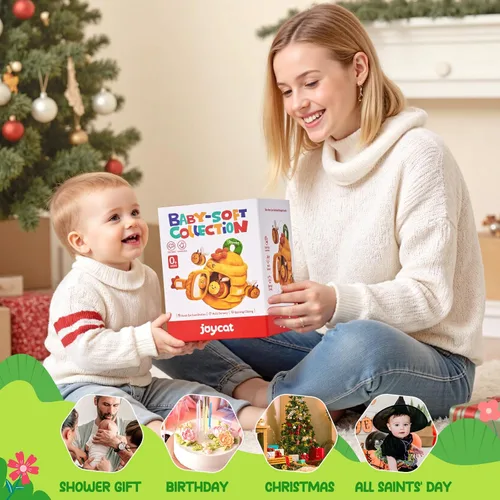 Miniatura 8 de JoyCat Juguetes para bebés de 6 meses, colmena de flores con 5 abejas sensoriales de peluche, crujiente, sonajero, espejo, juguetes Montessori