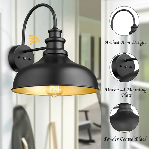 Miniatura 7 de Bestshared Luz de granero de granja con sensor de anochecer a amanecer, aplique de pared exterior antioxidante, farol de pared al aire libre