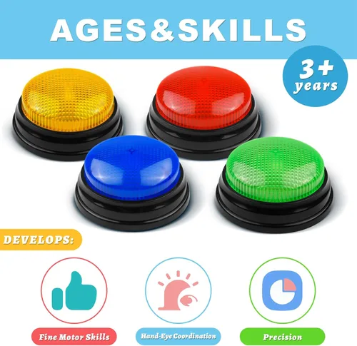Miniatura 4 de BEAN LIEVE Paquete de 4 Zumbadores de Juego - Zumbador de Rivalidad Familiar con Luces y Sonidos, Zumbadores de Respuesta para Aula, Fiestas