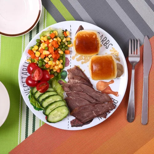 Miniatura 4 de Placa de control de porciones de 10 pulgadas para una alimentación equilibrada, plato de nutrición saludable para adultos y adolescentes, Paquete