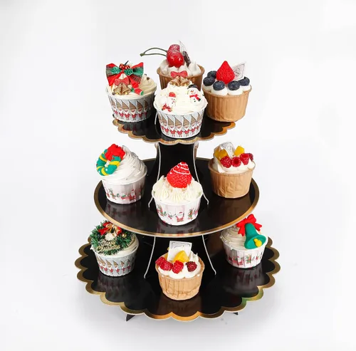 Miniatura 16 de YLDW Soporte para Cupcakes de 3 Niveles, Soporte para Pastel, Torre de Soporte para Cupcakes DIY Escalonada para Exhibiciones de Mesa de Postres