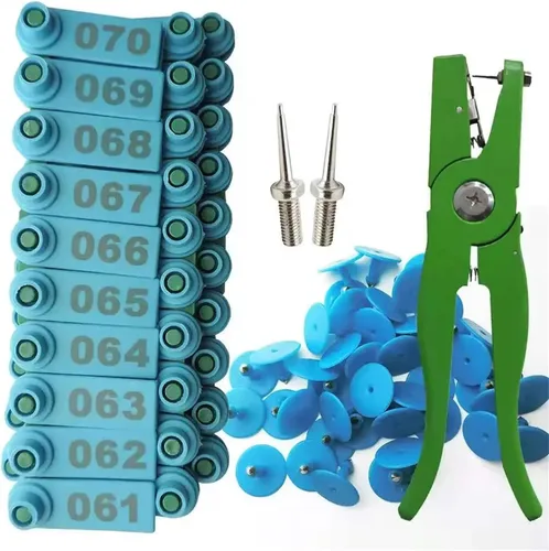 Sheep Ear Tags 100pcs Tag Livestock Animal Ear Tag Sheep Pliers 001-100 Ear Tags for Goat Identification Kit with 2pcs Pins for Installing Cattle