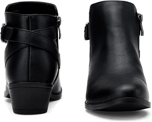 Miniatura 9 de VEPOSE botas al tobillo para mujer con tacón bajo y grueso, con perforaciones, botas de vaquero
