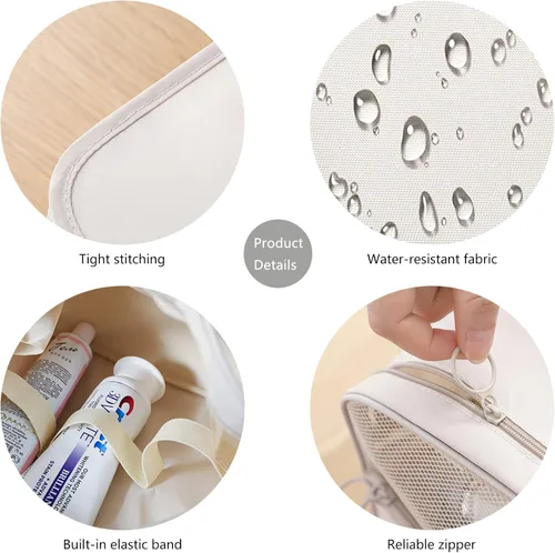 Miniatura 5 de Neceser de viaje colgante para mujer, bolsa de maquillaje resistente al agua, organizador de cosméticos para accesorios de viaje, artículos de Beige