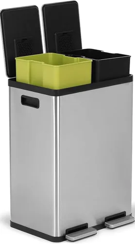 Miniatura 6 de SIMPLI-Magic - Cubo de basura de 16 galones (60L) con dos compartimentos, cubeta de basura para cocina con contenedores para residuos y reciclaje