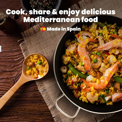 Miniatura 5 de Machika Sartén de acero inoxidable con superficie antiadherente Sartén grande perfecta para preparar comida mediterránea Fondo de sándwich 7