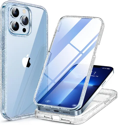 Miniatura 131 de Miracase Funda para iPhone 13 de 6.1 pulgadas, [sin burbujas] funda de teléfono de cuerpo completo con pantalla de vidrio completa integrada, sin