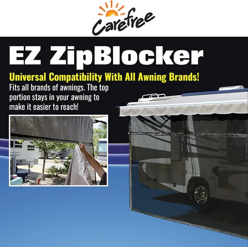 Miniatura 4 de Carefree Of Colorado Toldo Desplegable para Autocaravana EZ ZipBlocker - Pantalla de Sombra de Malla Negra para Toldo de Autocaravana, Bloqueador