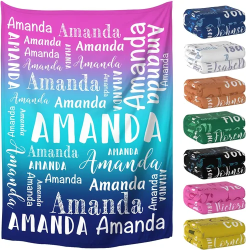 Miniatura 18 de Manta personalizada con nombre, mantas y mantas personalizadas para niños, bebés y adultos, manta con nombre personalizada para mujeres, hombres