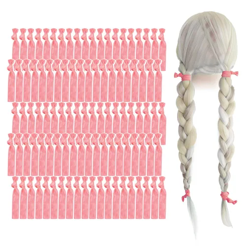 Miniatura 29 de MEEDEE Paquete de 100 lazos para el cabello, color negro, sin pliegues, nudos suaves para mujeres, sin daño, adecuado para colas de caballo, yoga