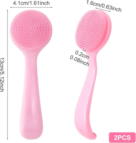 Miniatura 2 de HINZIC Paquete de 2 cepillos de limpieza facial manual de silicona, agradable a la piel, impermeable, limpiador exfoliante para puntos negros