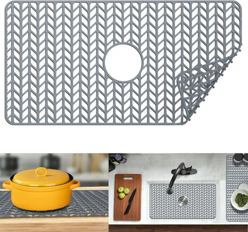 Miniatura 20 de Protectores de fregadero para fregadero de cocina de 12, 13, 16, 18, 19, 24, 26, 28, 29, 30 pulgadas, alfombrilla de silicona para fregadero