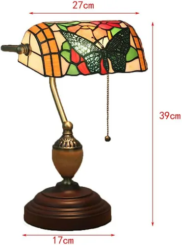 Miniatura 2 de Baroque Stained Glass Deskp with Pull Cswitch Style Bankerp for Liviroom Office Bedroom Antzinc Base Traditional Tablep for Bedside or Desk Use/B