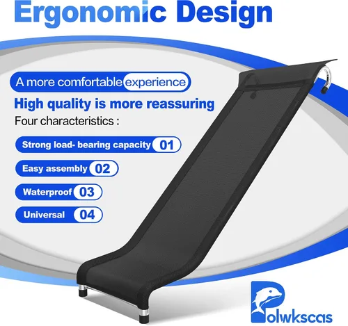 Miniatura 6 de polwkscas - Tobogán universal para cama elástica con región de amortiguación, accesorio de trampolín de acero resistente, ideal para niños o niños
