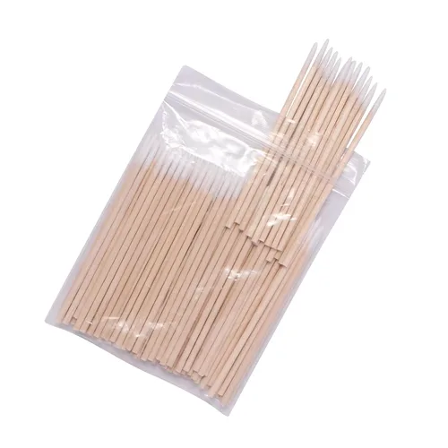 Miniatura 4 de 1200 Uds. Uñas de madera de algodón hisopo de limpieza de 2.8 in Microbrush pestañas Sticks Tip Ear Toothpick Maquillaje Palillos de cejas Pegamento