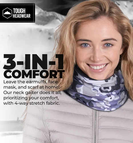 Miniatura 6 de Tough Headwear Neck Warmer - Winter Fleece Neck Gaiter & Fleece Neck Warmer - Ski Gaiter for Men - Reversible Neck Gaiter