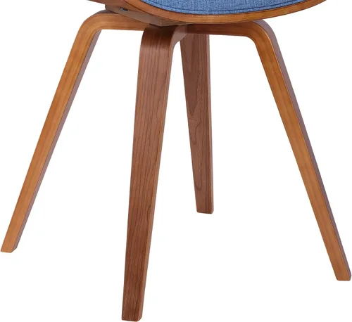 Miniatura 7 de Armen Living Silla de verano moderna de mediados de siglo en tela azul con acabado de madera de nogal - Juego de 2