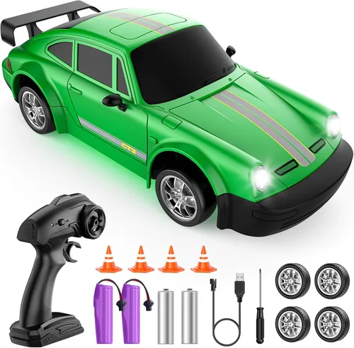 Miniatura 8 de Coche RC Drift, Coche de Control Remoto a Escala 1:24 con Luces LED, Coches RC de Alta Velocidad 20KM/H 4WD, Coche de Juguete de Carreras y Derrapes