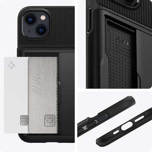 Miniatura 7 de Spigen Slim Armor CS - Funda compatible con ranura para tarjetas iPhone 13, color negro