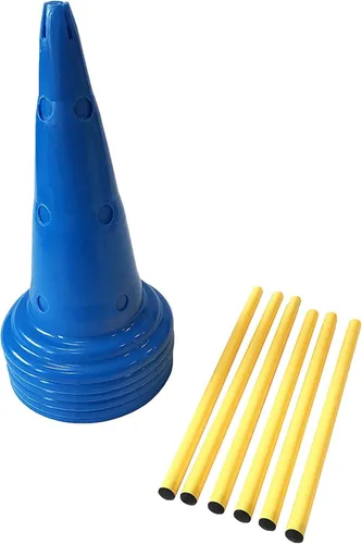 Miniatura 3 de Midlee Juego de agilidad de cono y poste para perros, ajustable para perros grandes a pequeños, juego de 3
