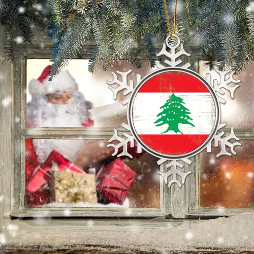 Miniatura 5 de Líbano Novedad Metal Copo de Nieve Adornos de Navidad Regalo Patriótico País Recuerdo Regalo Adornos de Navidad Adornos de Navidad Bandera Nacional