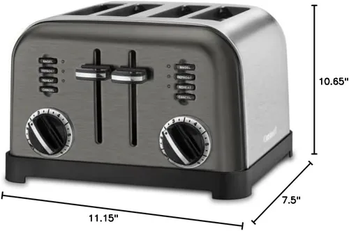 Miniatura 3 de Cuisinart CPT-180BKS Tostadora Clásica de 4 Rebanadas, Negro/Acero Inoxidable