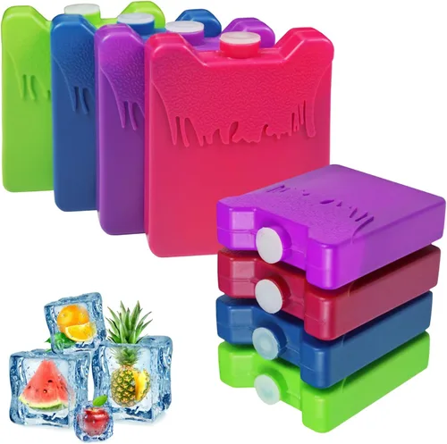 WORLD-BIO Mini bolsas de hielo para loncheras, 8 paquetes fríos reutilizables delgados para bolsas de almuerzo y enfriadores de niños, almohadillas