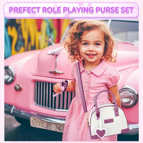 Miniatura 7 de INNOCHEER Bolso de niñas pequeñas, bolso de juguete para niños con maquillaje de fantasía, bolso de juego para niñas pequeñas, bolso de juego