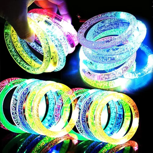 AMENON Paquete de 24 pulseras LED que brillan en la oscuridad, recuerdos de fiesta del 4 de julio, suministros de fiesta para niños, pulseras con