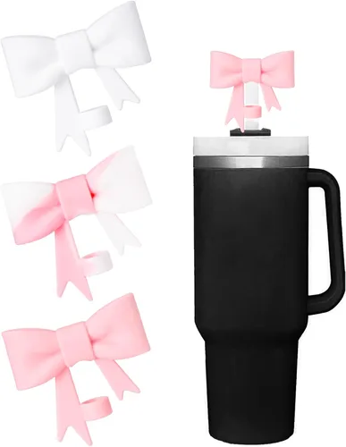 Miniatura 26 de Juego de 4 fundas de popote con diseño de estrella compatibles con vasos Stanley de 30 y 40 onzas, reutilizables, bonitas puntas de popote