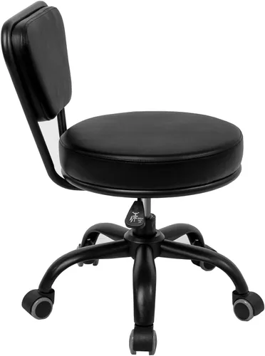 Miniatura 4 de Dayton Asiento con ruedas para garaje (negro mate) neumático, taburete corto con altura ajustable de 13 a 15 pulgadas, perfecto para oficina